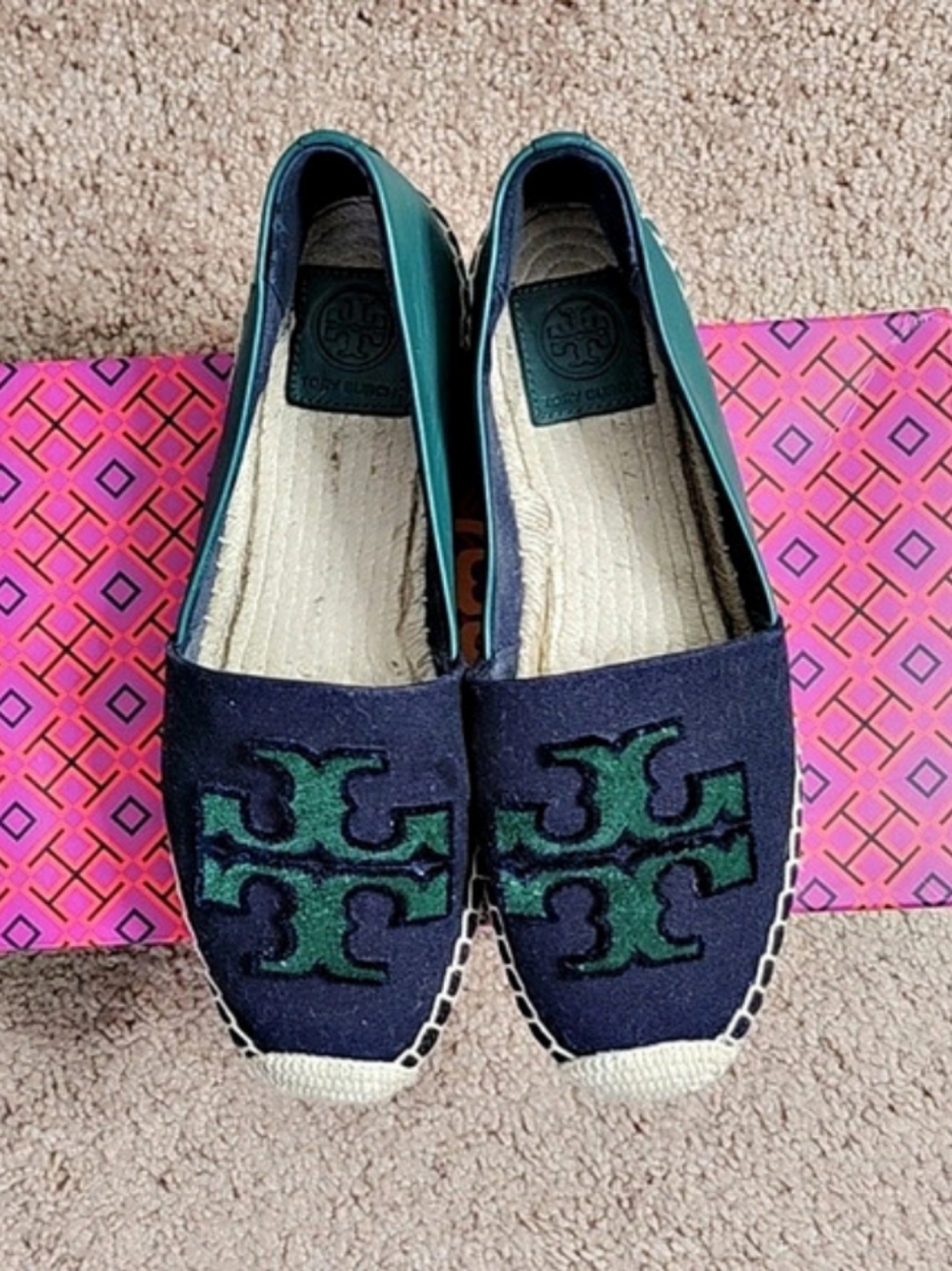 Tory Burch Ines Espadrille Blue & Green Flats